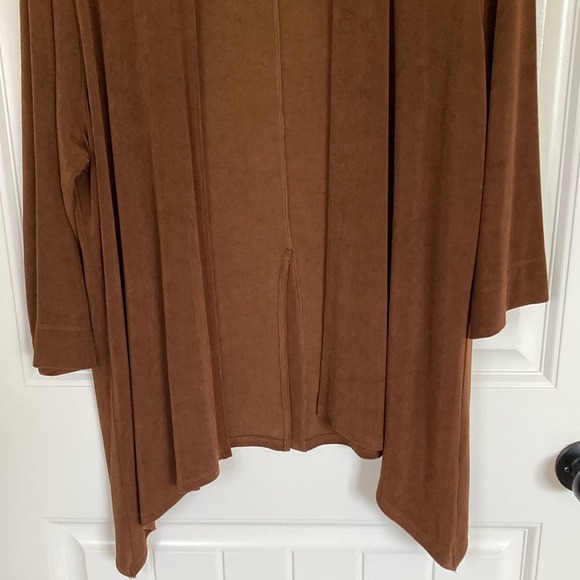 Chicos Womens Brown Open Front Slinky Cardigan Jacket Size XL Office Career - Picture 4 of 12